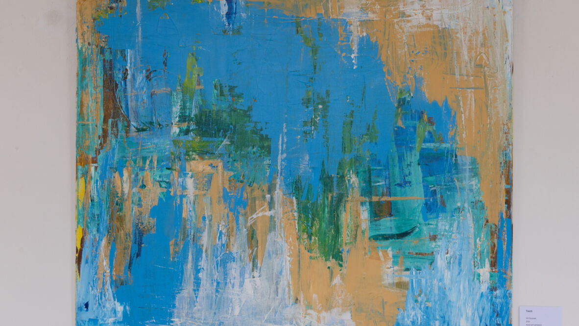 Ein Teich - von Elif Guzinski mit Acrylfarben auf Leinwand gemalt. Kunstausstellung_Teich