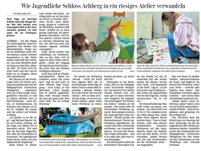 Pressemitteilung der Schwäbischen Zeitung zum KunstCamp 2025