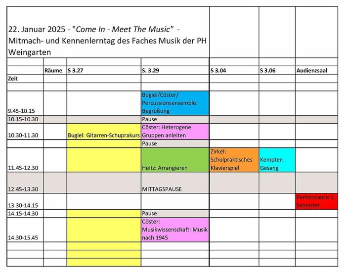 Musik, News, bzw. Kennenlerntage Musik, News, bzw. Kennenlerntage